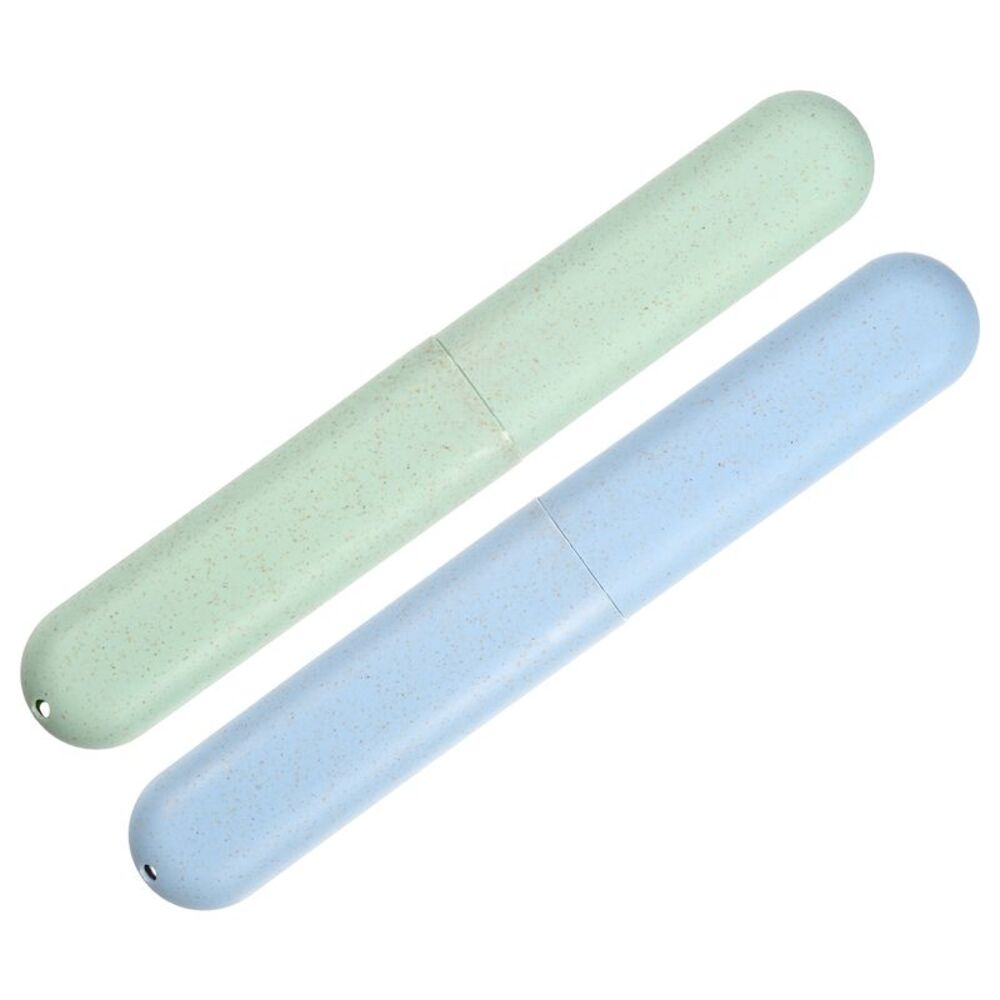 2pcs PP Traveling Toothbrush Holders Case Green Blue 8.07''x1.22''x0.83''
